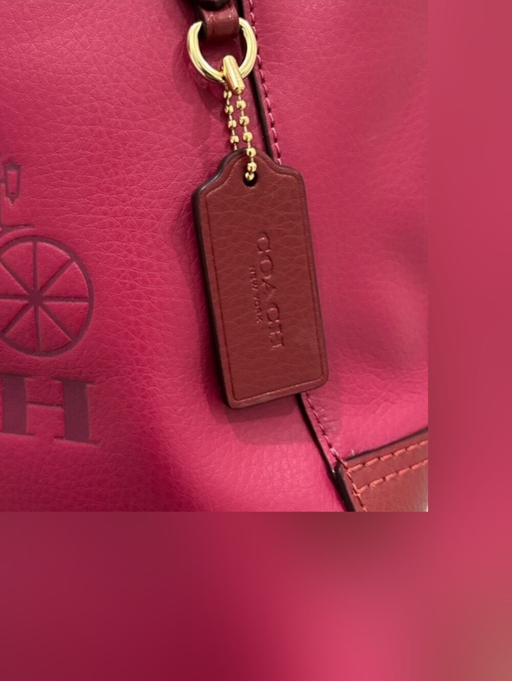 Coach Gallery Tote Horse & Carriage Logo Tote – NWT Magenta/Berry C5775 - Picture 5 of 13